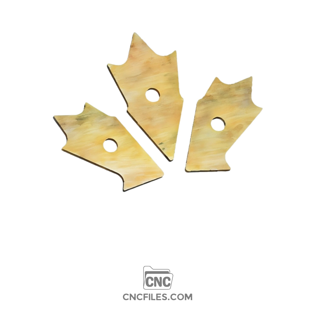 An image of a CNC file showing a maple leaf shaped jewellery box with an acrylic lid designed for storing and displaying small accessories.
