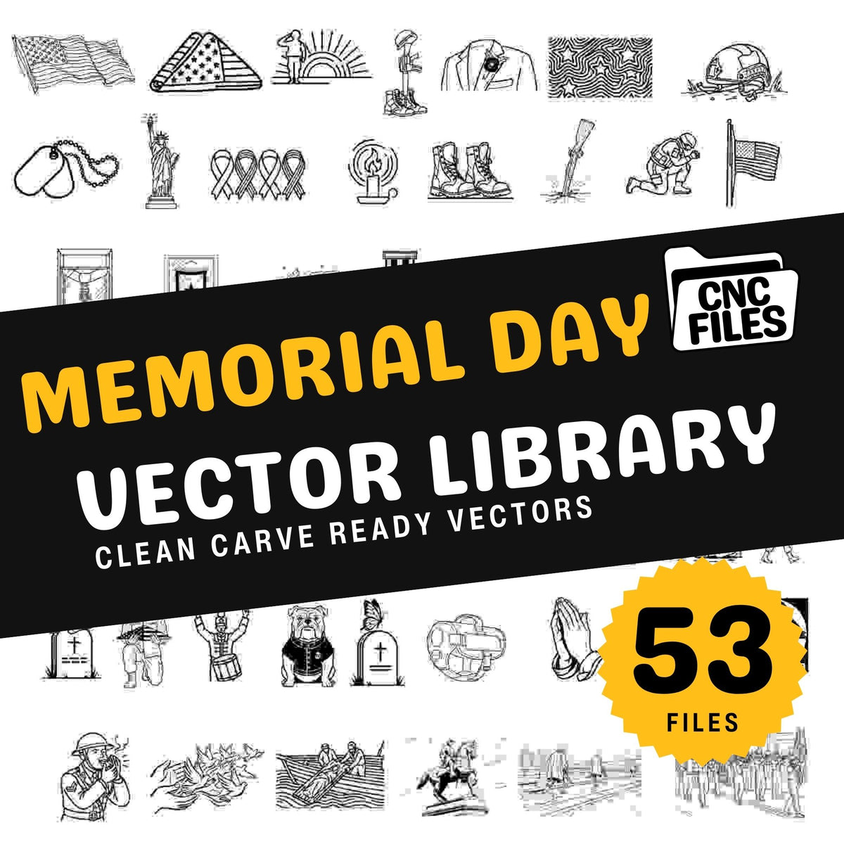 An image of a CNC file showing a Memorial Day design, perfect for creating patriotic decorations and crafts.