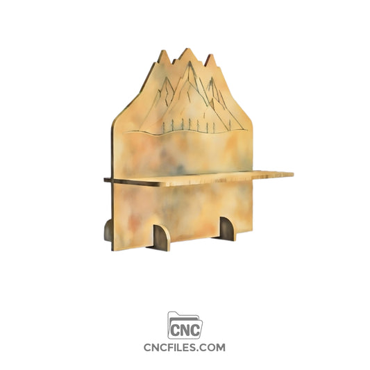 An image of a CNC file showing a mountain range shaped market display designed for showcasing small products or collectibles.