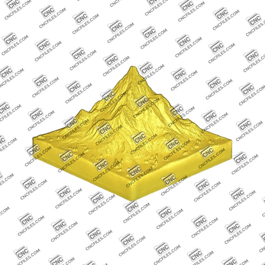 An image of a 3D CNC file showing a detailed Mountain Scene 1, perfect for carving stunning nature-themed décor.
