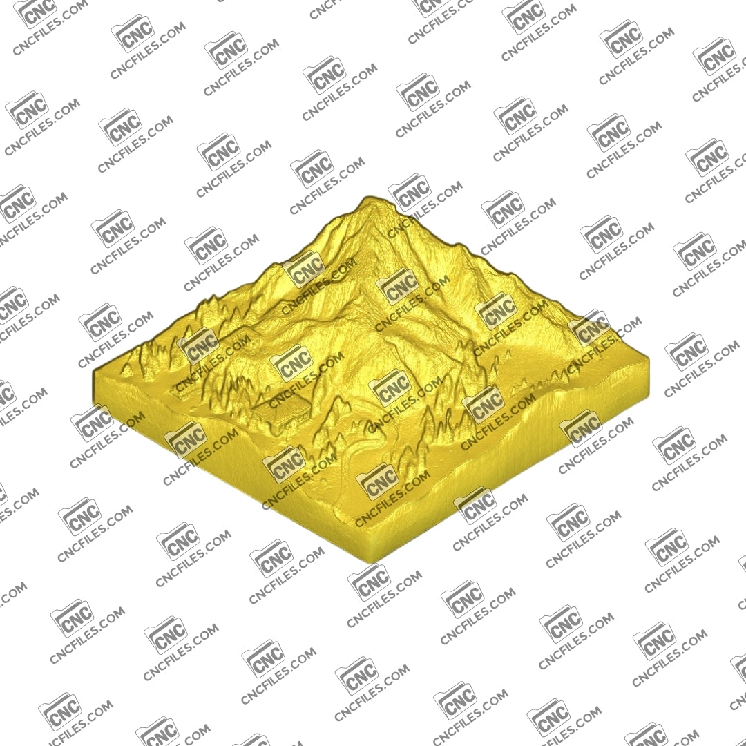 An image of a 3D CNC file showing a detailed Mountain Scene 2, perfect for carving stunning nature-themed décor.