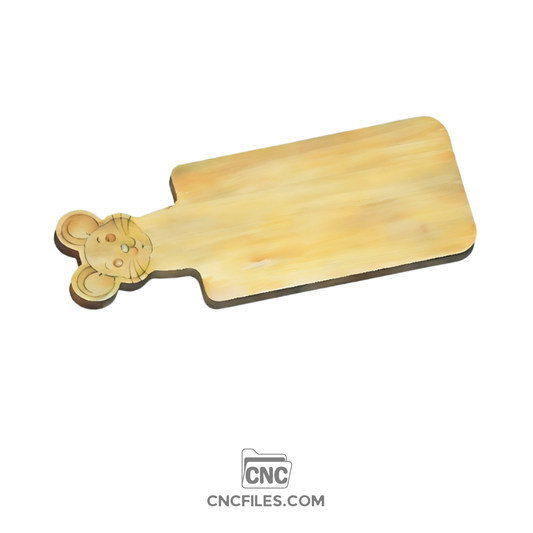 An image of a CNC file showing a mouse-shaped cheese board design, clean and ready for cutting.