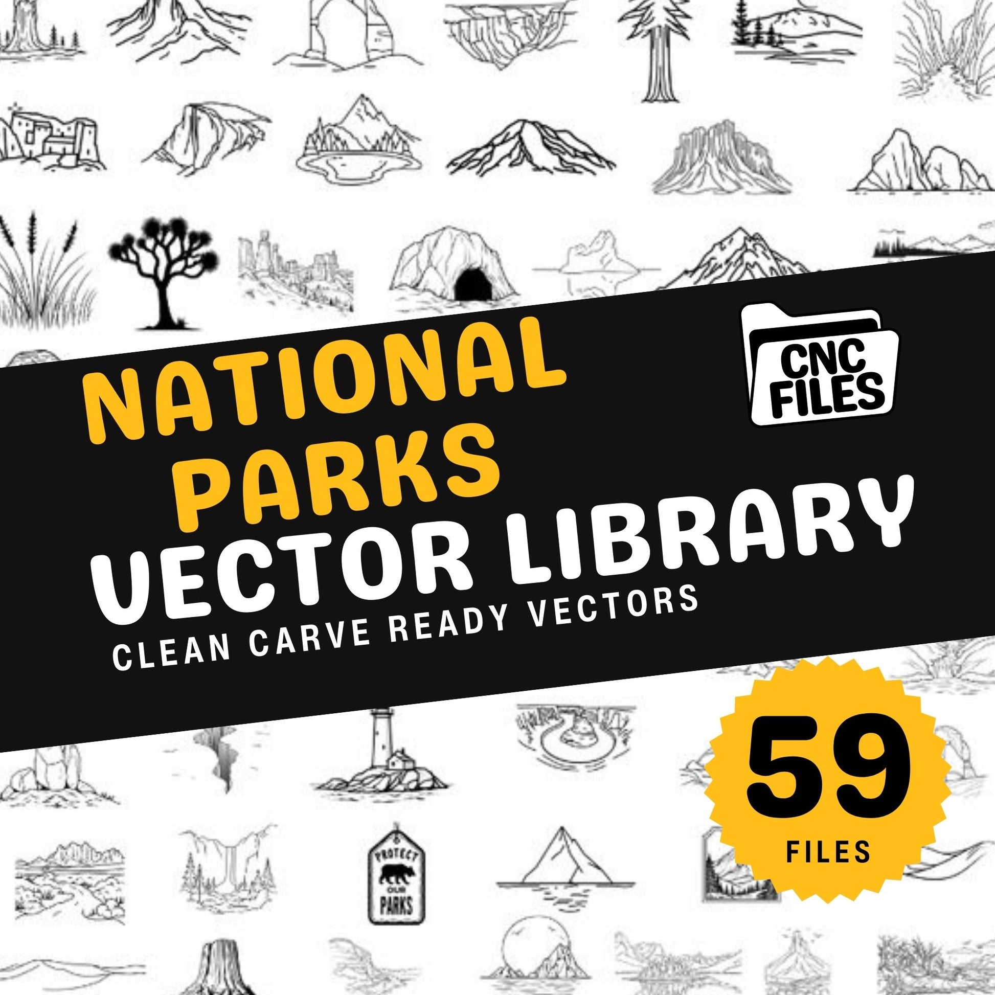 An image of a CNC file showing a detailed National Parks design, perfect for creating carved or engraved decorative items.