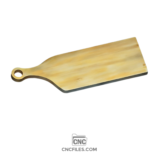 An image of a CNC file showing a natural handle cheeseboard with a smooth rounded board and a built-in handle for easy carrying.