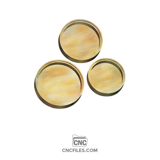 An image of a CNC file showing nesting circle jewelry boxes with an acrylic lid designed for organizing and displaying small jewelry items.