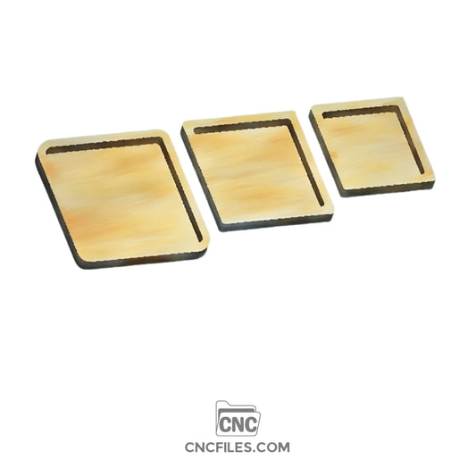 An image of a CNC file showing a set of nesting diamond-shaped trays designed for organizing and displaying small items.