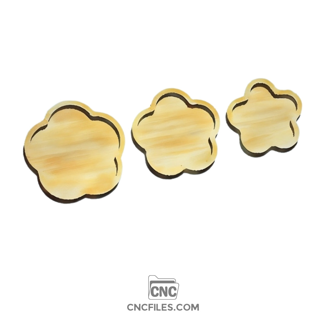 An image of a CNC file showing nesting flower petals shaped trays designed for organizing and displaying small items.