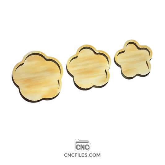 An image of a CNC file showing nesting flower petals shaped trays designed for organizing and displaying small items.