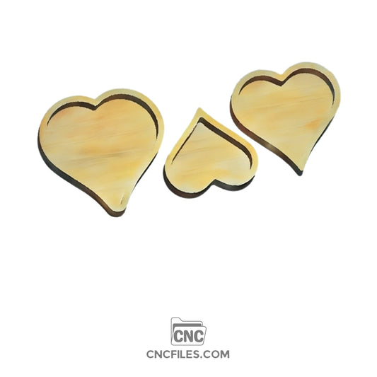An image of a CNC file showing nesting heart shaped trays designed for organizing and displaying small items or decorative pieces.
