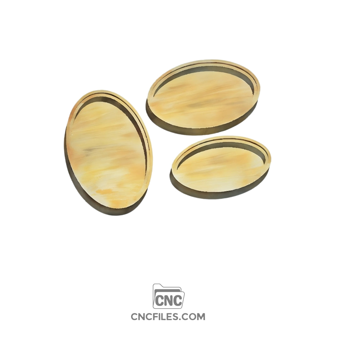 An image of a CNC file showing nesting oval jewelry boxes with an acrylic lid designed for organizing and storing small jewelry items.