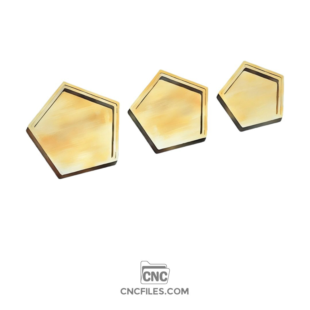An image of a CNC file showing nesting hexagonal jewellery boxes with an acrylic lid designed for storing and displaying small jewelry items.