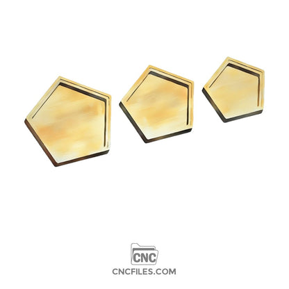 An image of a CNC file showing nesting hexagonal jewellery boxes with an acrylic lid designed for storing and displaying small jewelry items.