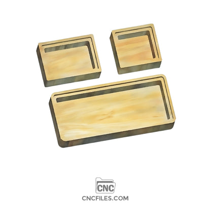 An image of a CNC file showing nesting rectangle jewelry boxes with an acrylic lid designed for organizing and storing small accessories.