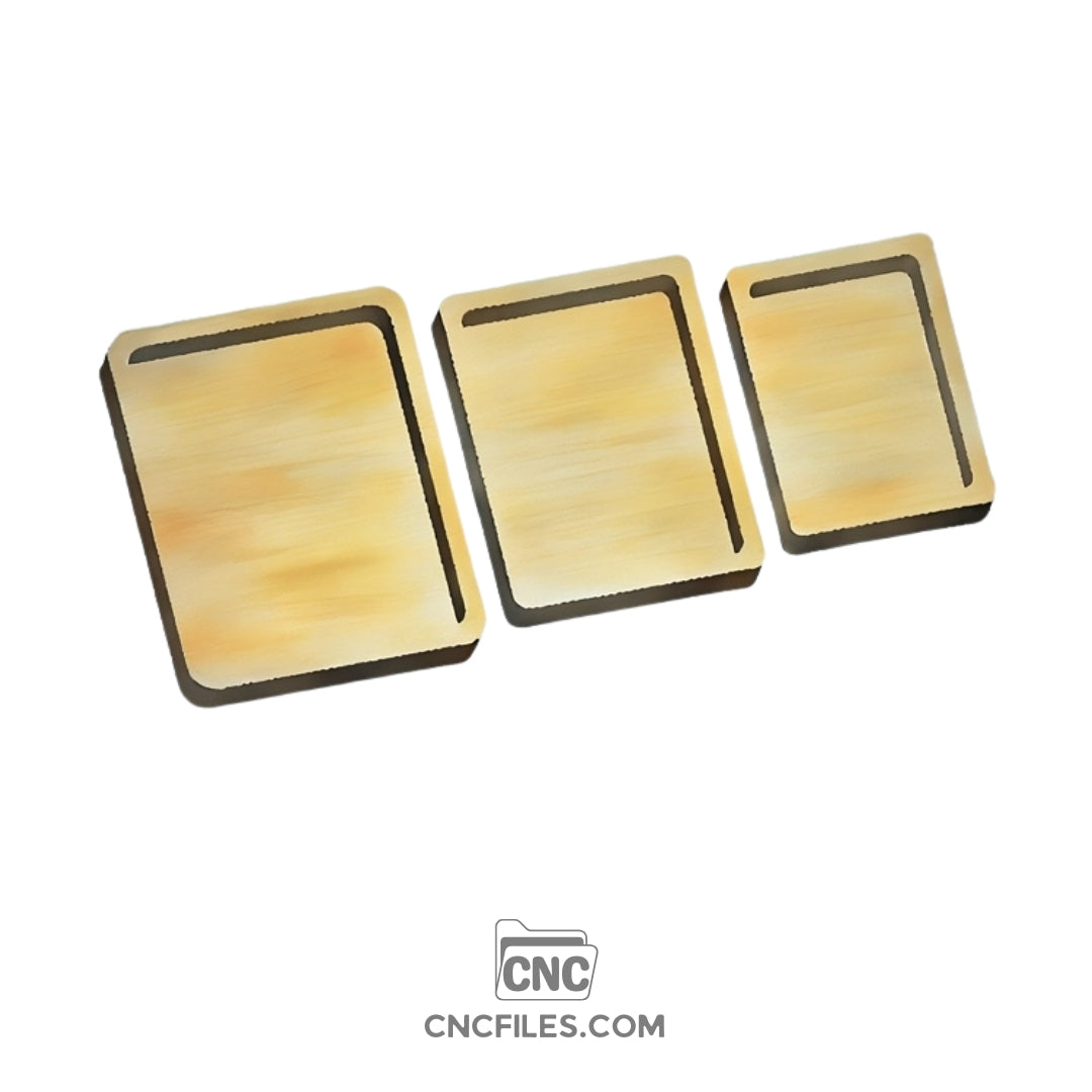 An image of a CNC file showing nesting rectangle trays designed to stack together for organizing and serving items.