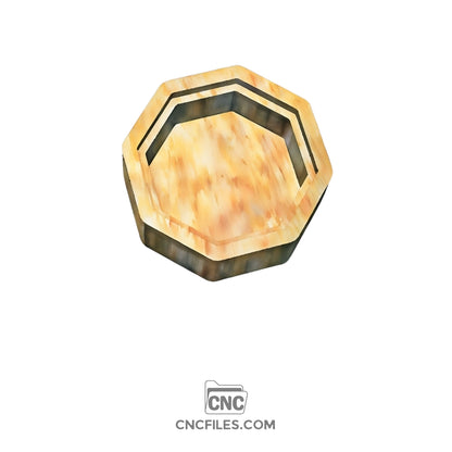 An image of a CNC file showing an octagonal earring box with an acrylic lid designed for storing and displaying small jewelry items.