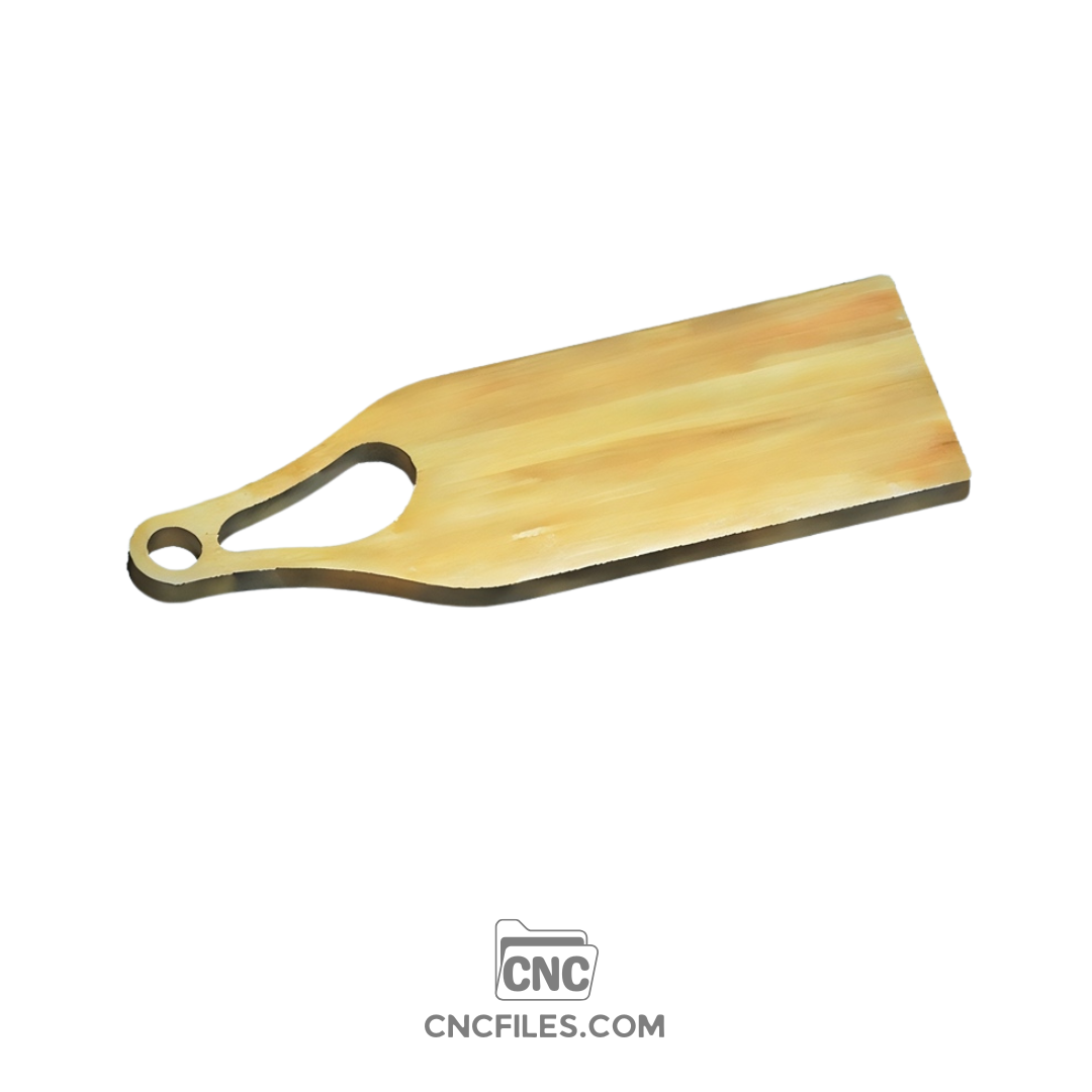 An image of a CNC file showing an organic-shaped handle cheeseboard design, used for cutting and serving cheese and snacks.