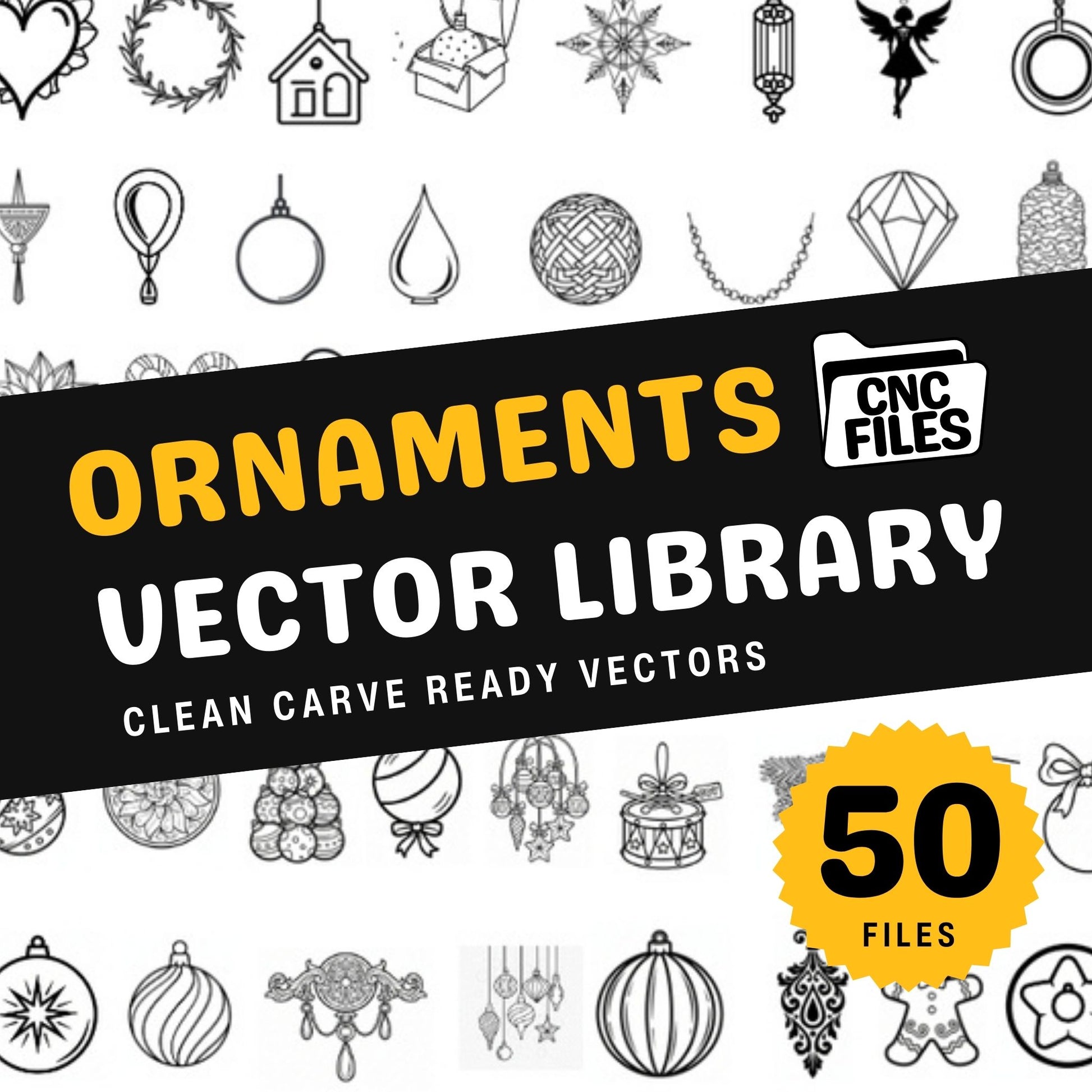 An image of a CNC file showing decorative ornaments designed for crafting, home décor, or holiday projects.