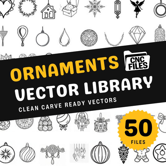 An image of a CNC file showing decorative ornaments designed for crafting, home décor, or holiday projects.