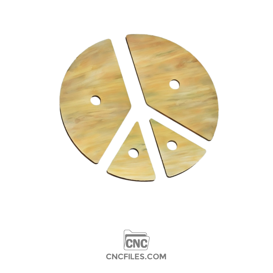 An image of a CNC file showing a peace symbol jewellery box design with clean cut lines and a clear acrylic lid on top.