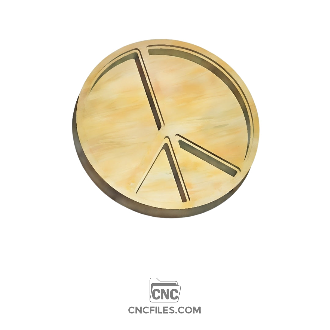 An image of a CNC file showing a peace symbol jewellery box design with clean cut lines and a clear acrylic lid on top.