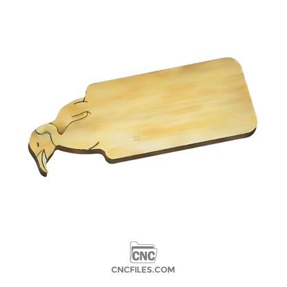 An image of a CNC file showing a penguin-shaped head cheese board, perfect for serving snacks or cheese.