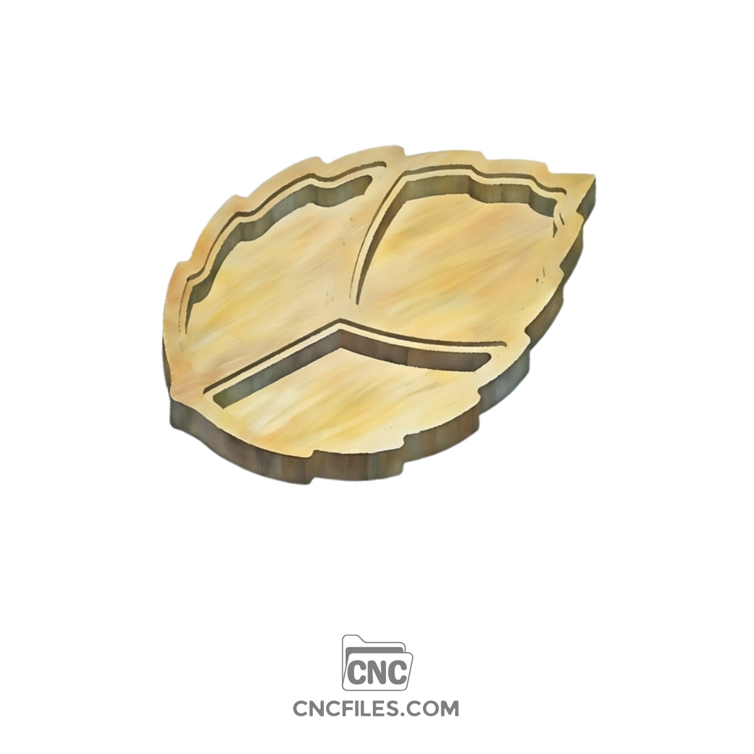 An image of a CNC file showing a Rose Leaf Jewellery Box with an acrylic lid, designed with clean outlines and precise cut paths for easy fabrication.