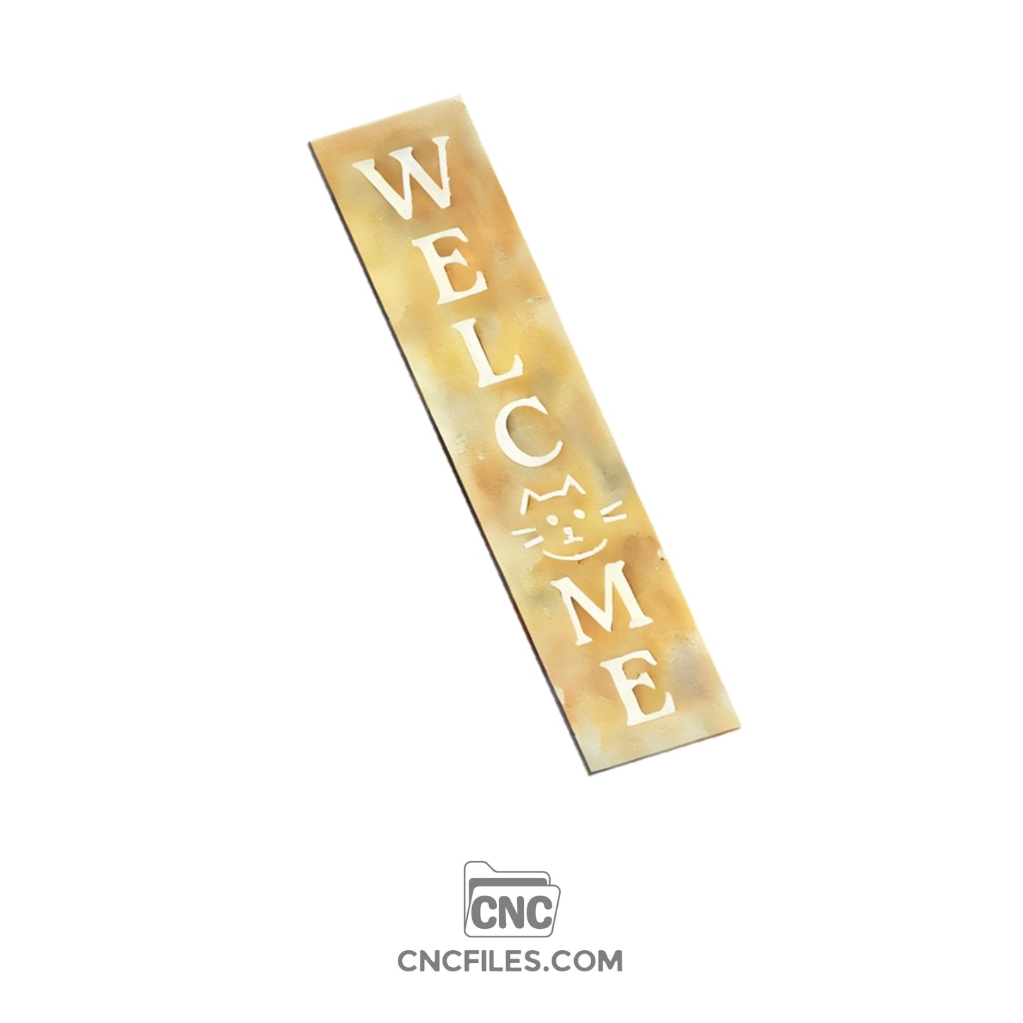 An image of a CNC file showing a Scribble Cat Welcome Porch Board design with a playful cat outline.