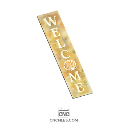 An image of a CNC file showing a Sea Shell Welcome Porch Board design with elegant sea shell patterns.