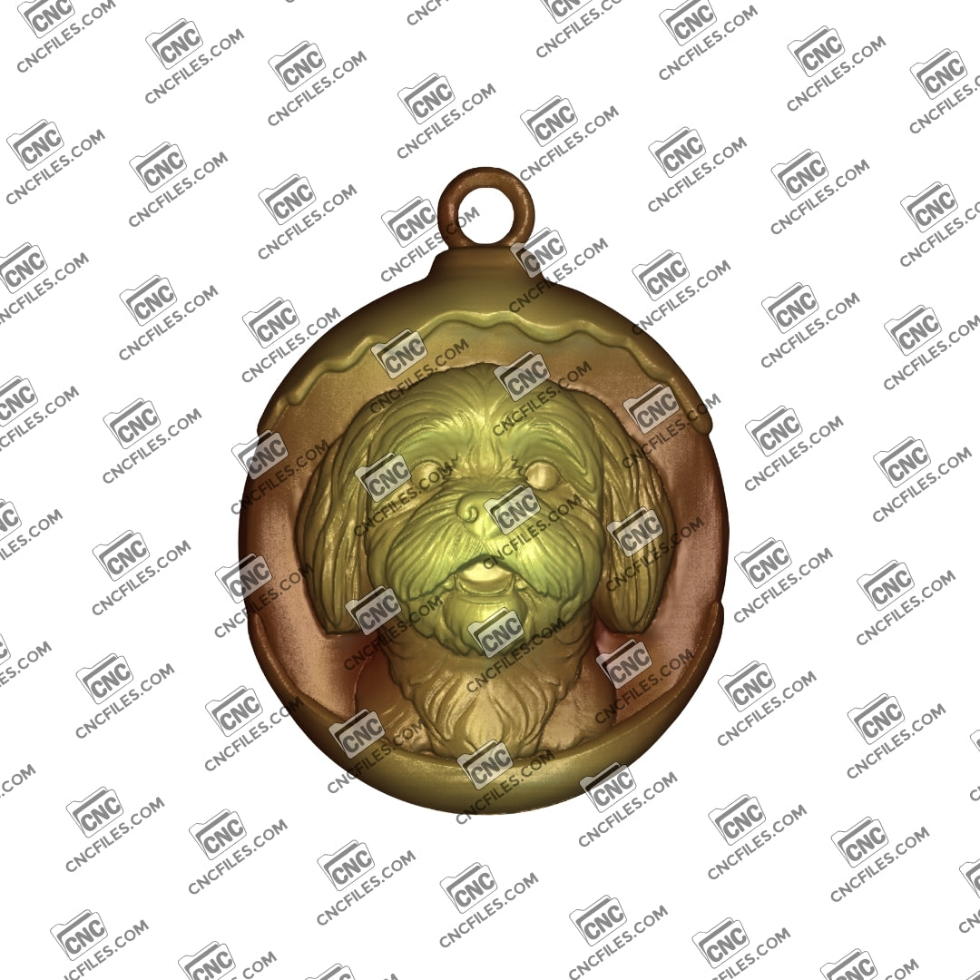 An image of 3D render of CNC file showing a cute, lifelike Shih Tzu design ready for carving and display.