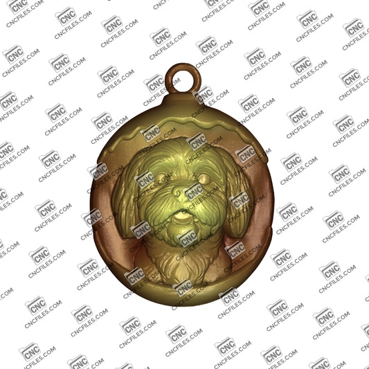 An image of 3D render of CNC file showing a cute, lifelike Shih Tzu design ready for carving and display.