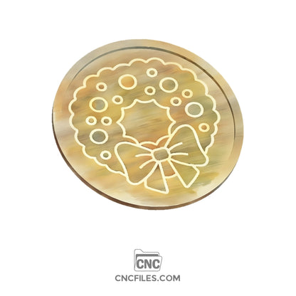 An image of a CNC file showing a Christmas Wreath Tray design with festive patterns.