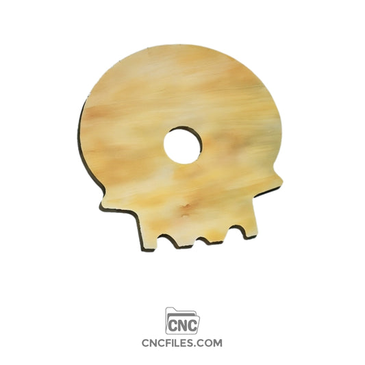 An image of a CNC file showing a skull shaped earring box with an acrylic lid designed for storing and displaying small jewelry items.