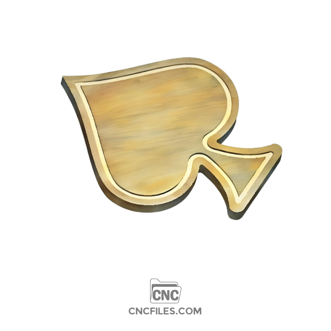 An image of a CNC file showing a spade-shaped cheese board with a smooth surface and a carved juice groove around the edge.