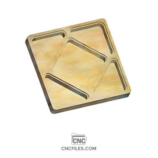 An image of 3D CNC file showing a square V2 jewellery box with a clear acrylic lid, designed for storing rings, earrings, and small accessories.