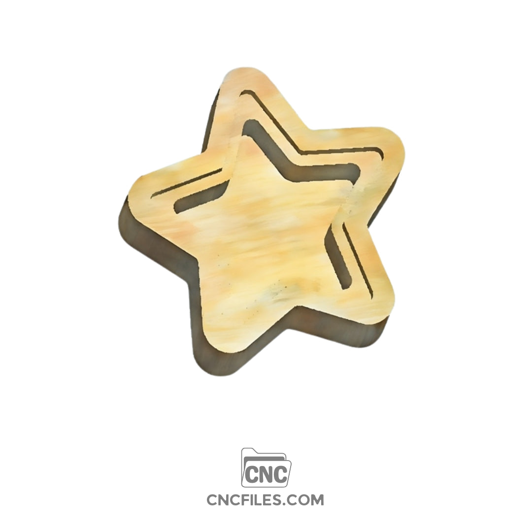 An image of a CNC file showing a star shape earring box with an acrylic lid, designed for storing and displaying small jewelry items.