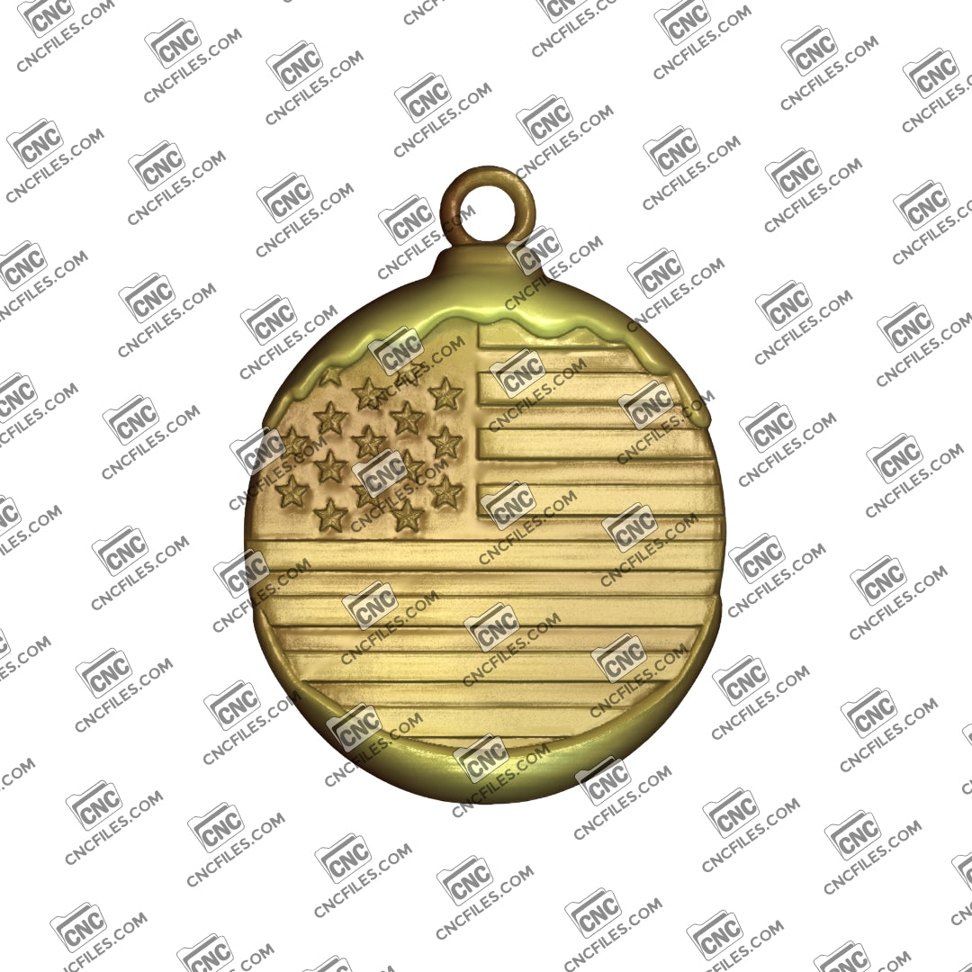 An image of a CNC file showing a stars and stripes ornament designed for decorative use in crafts, home decor, or holiday displays.