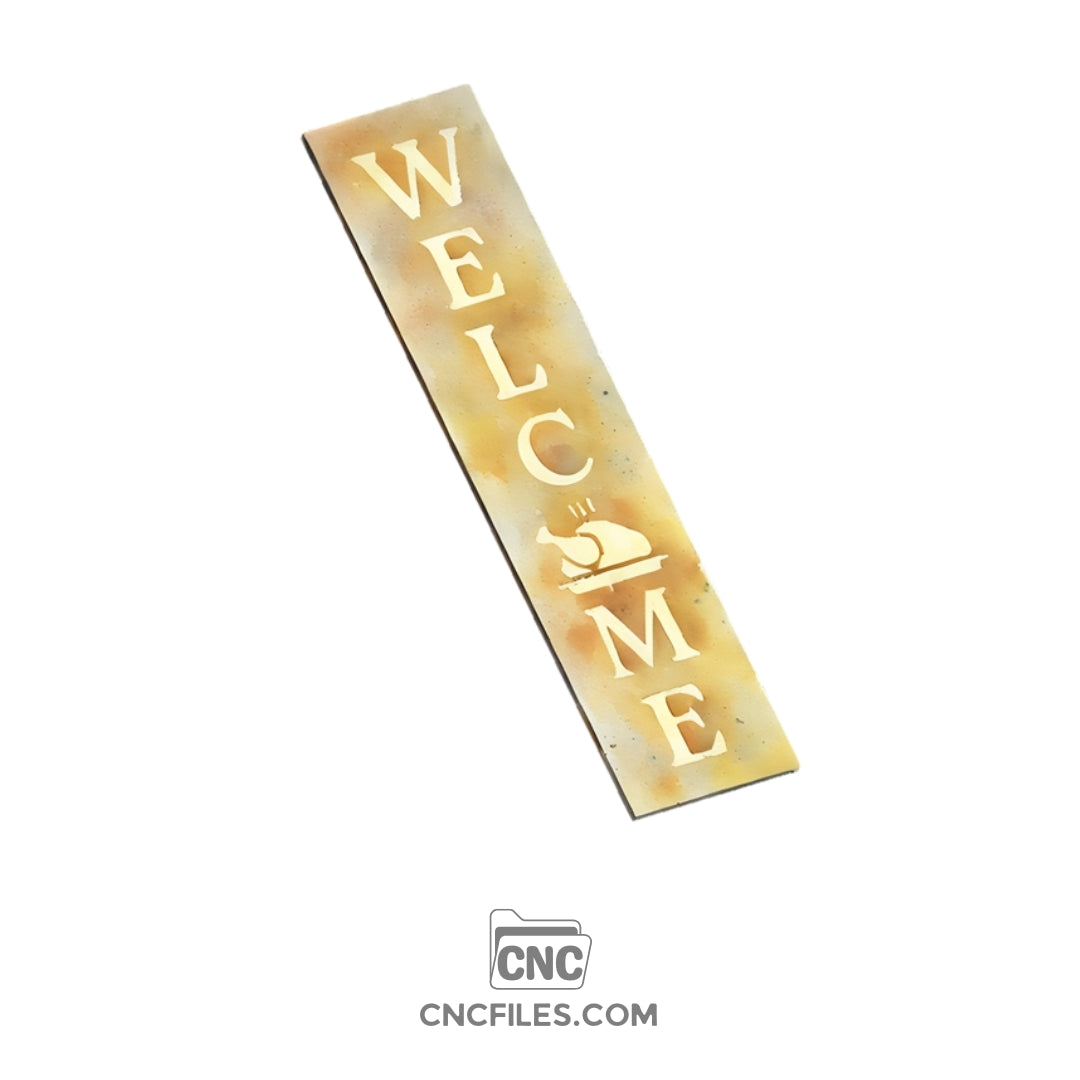 An image of a CNC file showing a Thanksgiving Turkey Welcome Porch Board design.