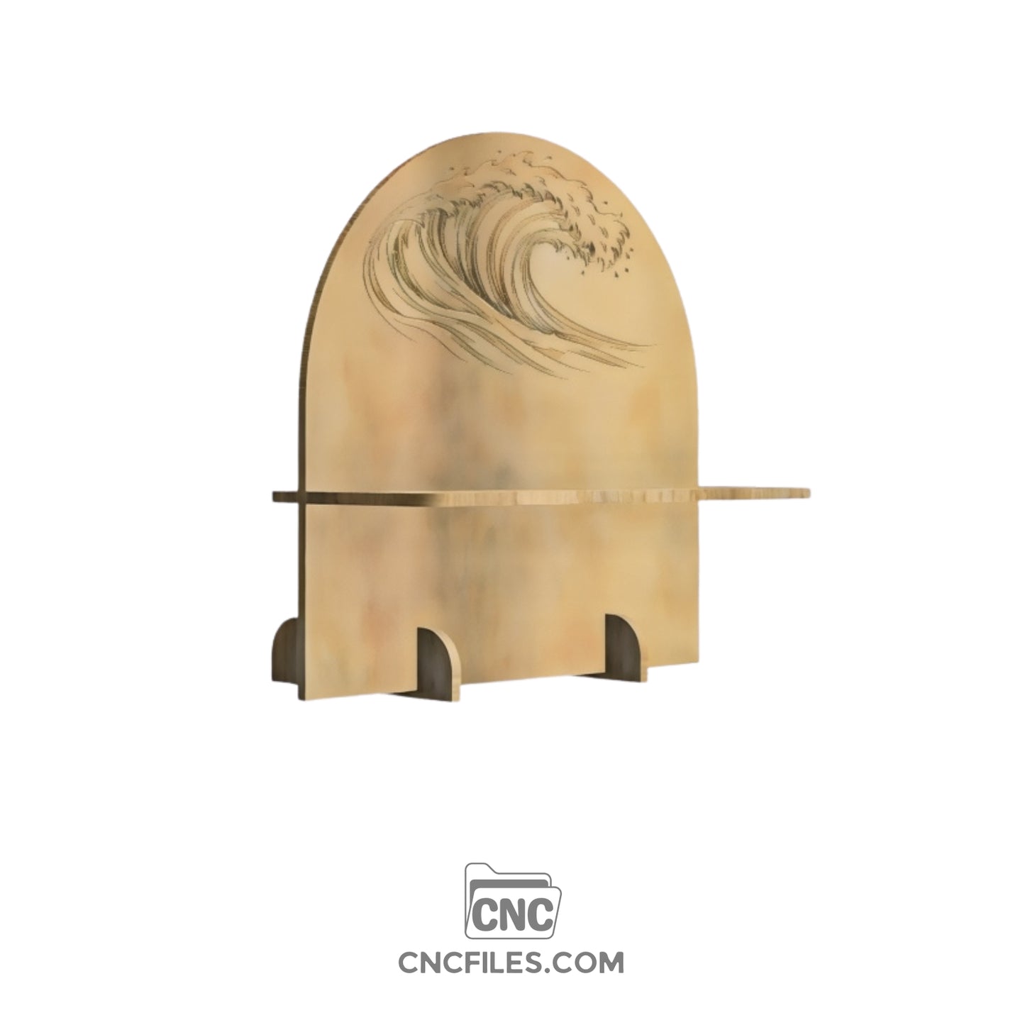 An image of a CNC file showing a Tidal Wave Market Display designed to showcase products in an organized and eye-catching way.