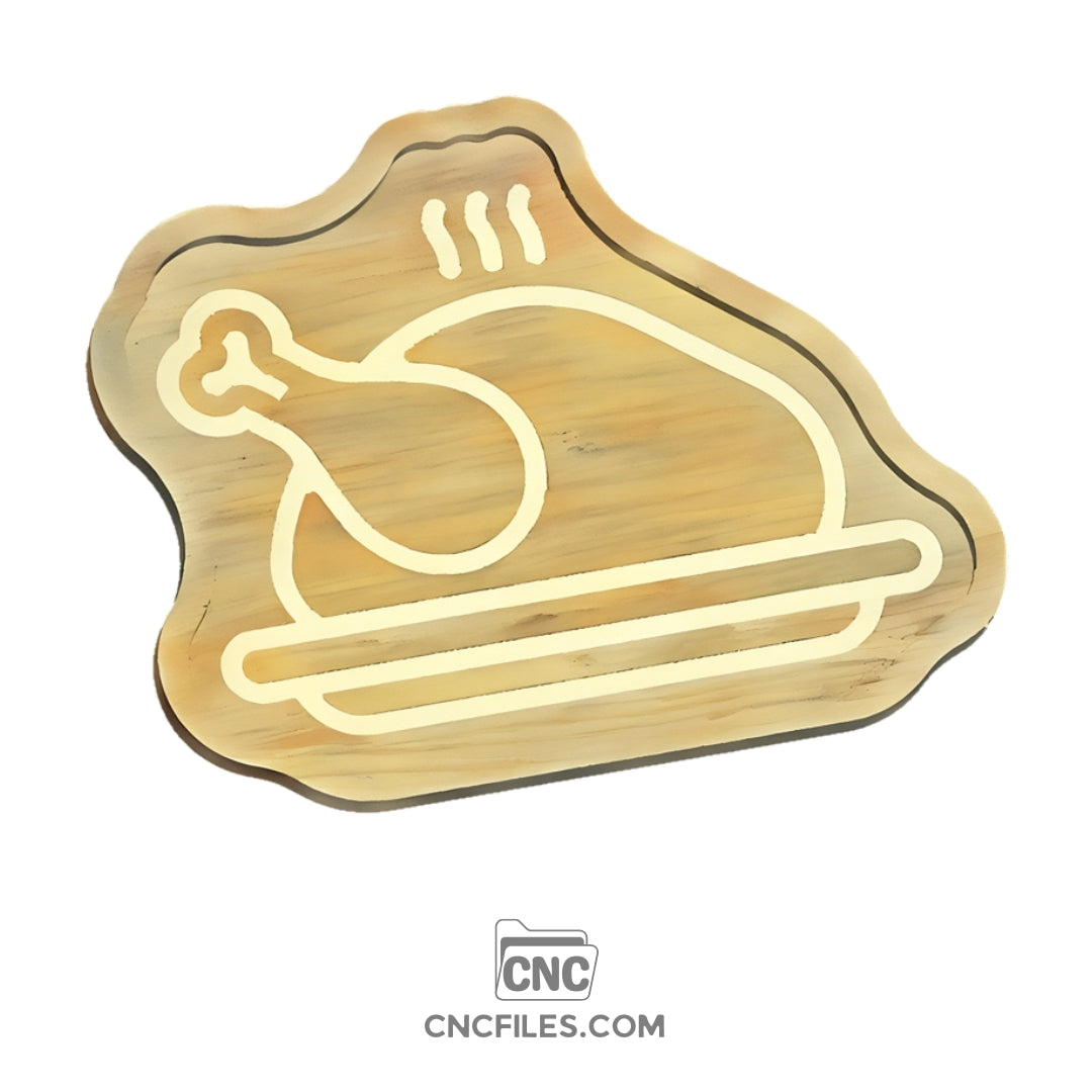 An image of a CNC file showing a Turkey Tray with detailed cutout design.