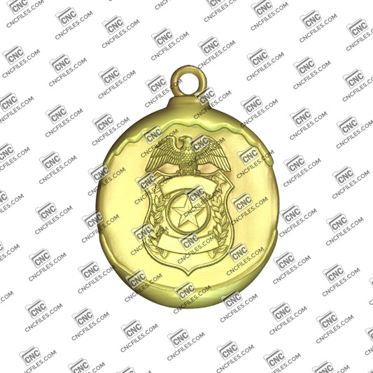 USA Police Badge Ornament 3D Relief