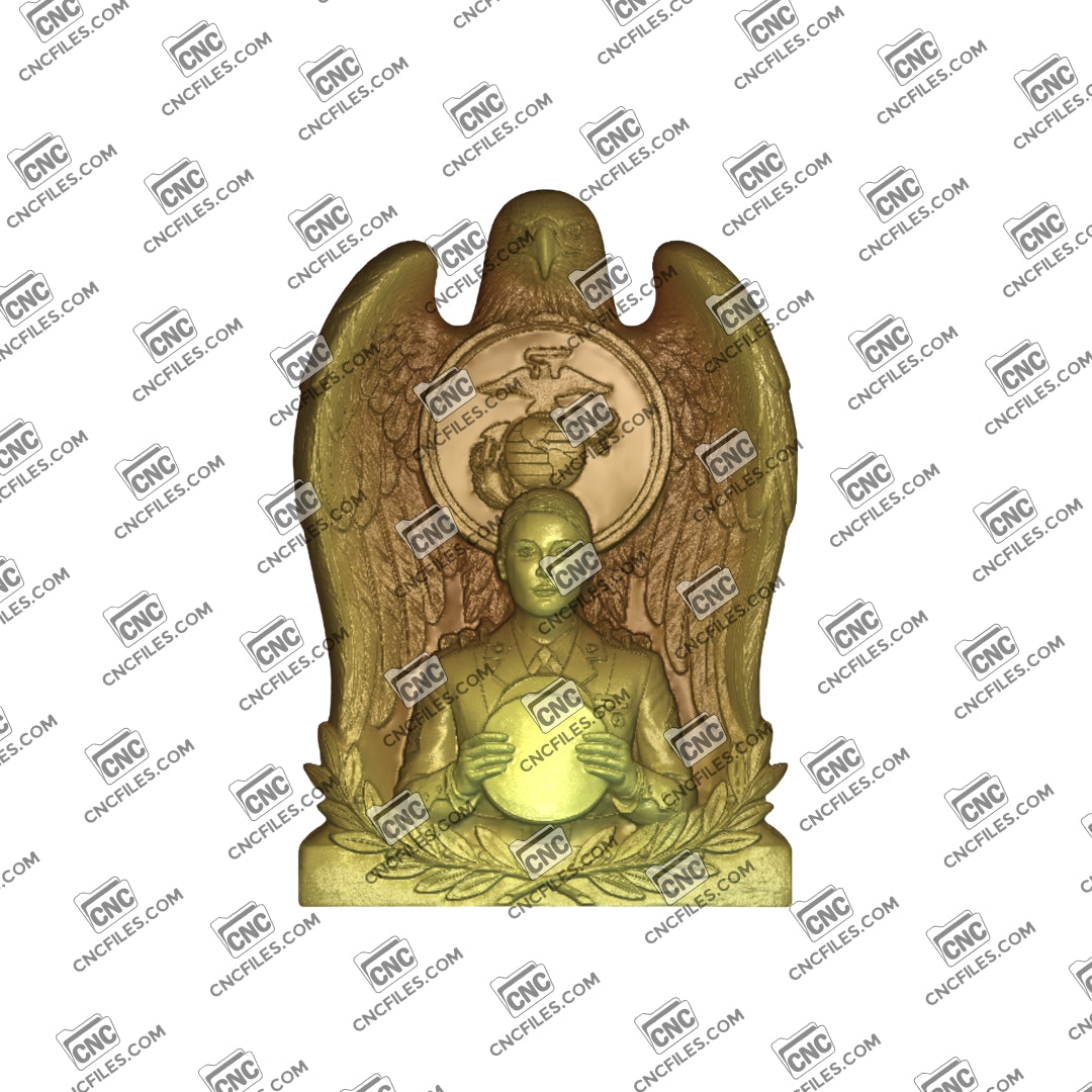 An image of a CNC file showing the “Wings of Service: Female Marine Corps” design, created for carving or engraving a detailed military-themed artwork.