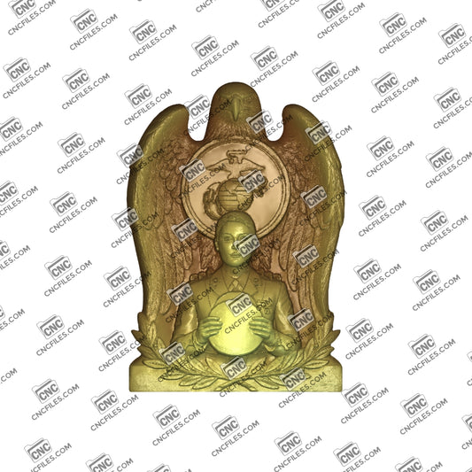 An image of a CNC file showing the “Wings of Service: Female Marine Corps” design, created for carving or engraving a detailed military-themed artwork.