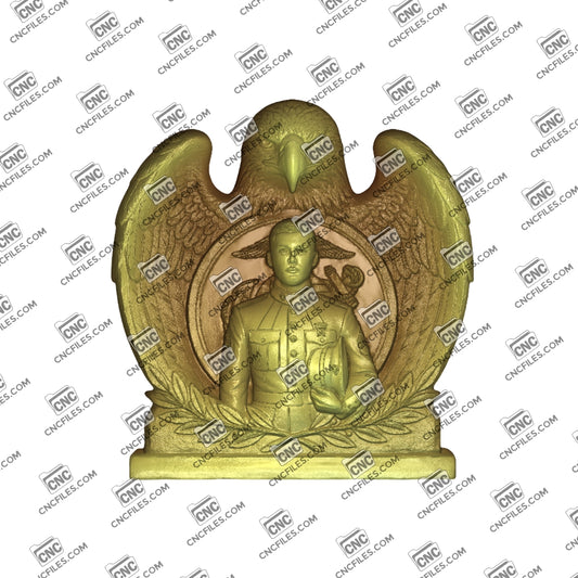 An image of a CNC file showing a "Wings of Service" male Marine Corps emblem designed as a collectible or display piece.
