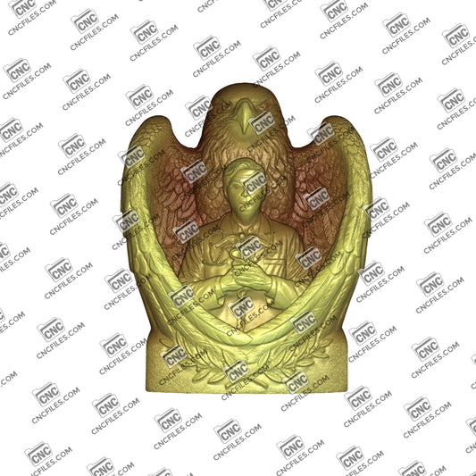 An image of a CNC file showing a “Wings of Service” design honoring a male physician, perfect for creating a decorative or commemorative piece.