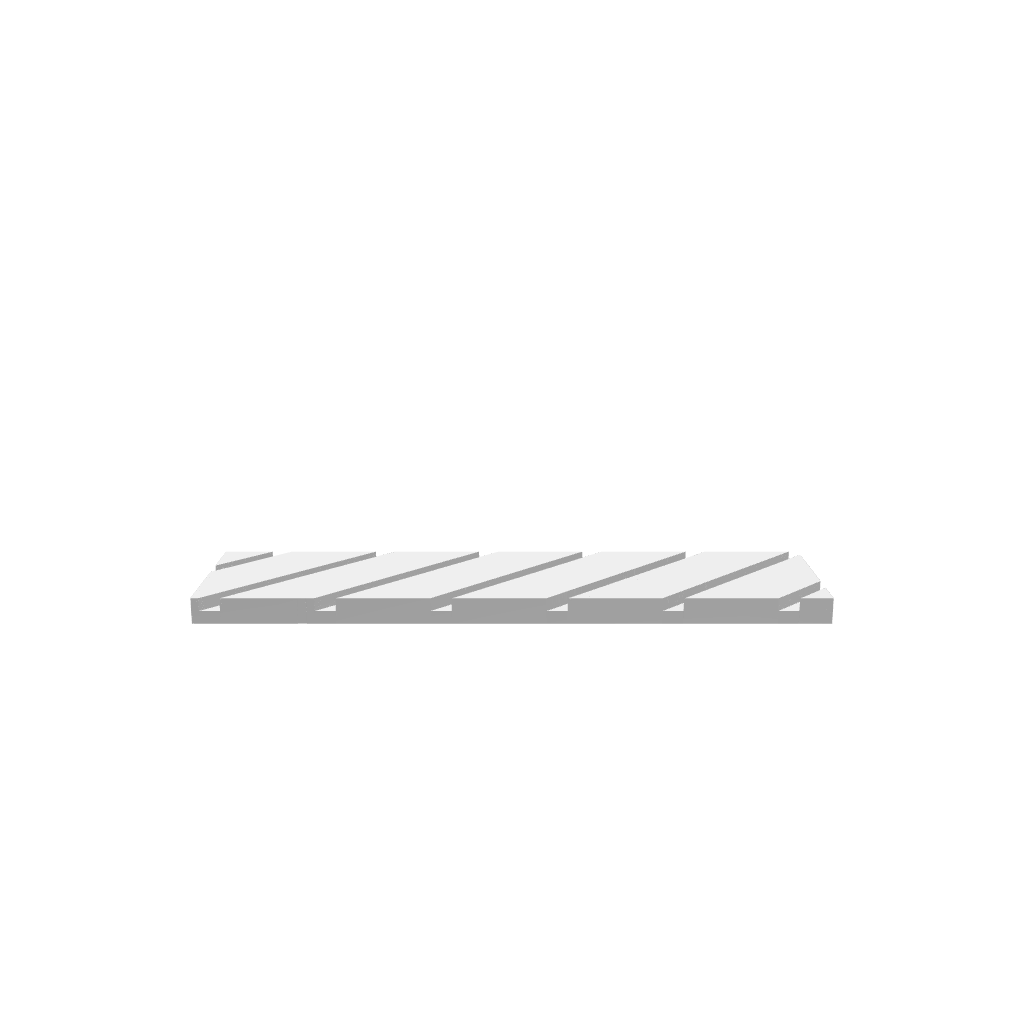 GLB of render file of a 0.5 flat cutting board stand used for organizing or displaying cutting boards on a countertop or shelf.