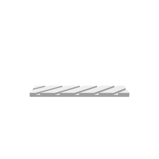 GLB of render file of a 0.75 flat cutting board stand illustrating a simple wooden holder used for organizing and presenting cutting boards in kitchens or shops.