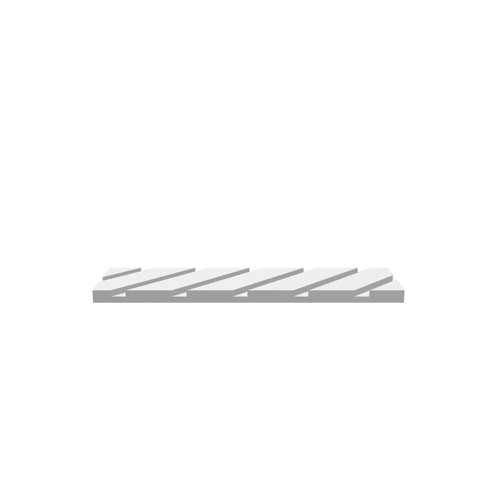 GLB of render file of a 0.75 flat cutting board stand illustrating a simple wooden holder used for organizing and presenting cutting boards in kitchens or shops.