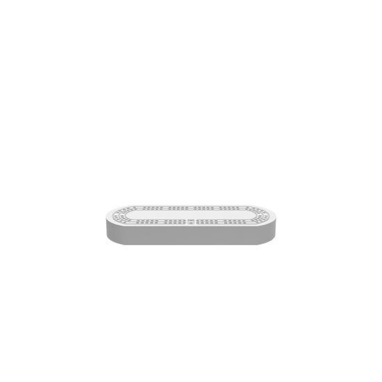 GLB of render file of the 2-person oval travel cribbage board, ideal for visualizing the finished product in 3D before production.