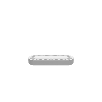 GLB of render file of the 2-person oval travel cribbage board, ideal for visualizing the finished product in 3D before production.