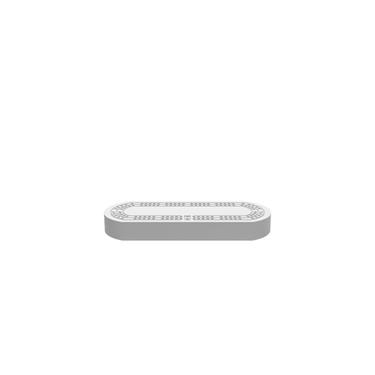 GLB of render file of the 2-person oval travel cribbage board, ideal for visualizing the finished product in 3D before production.